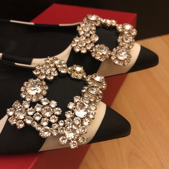 Roger Vivier Crystal Embellished Striped Flats - Picture 8 of 14